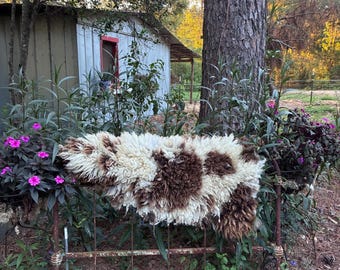 Hand Felted Colorful Wool Fleece Rug Throw – Natural Sheepskin Style Accent Home Decor Lola