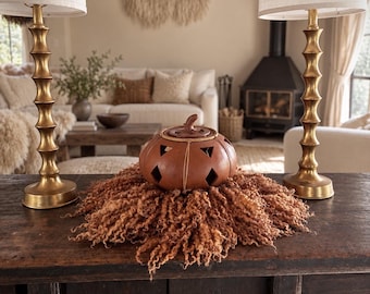 Hand Dyed Felted Wool Chair Cover Fleece Pillow Pumpkin Spice