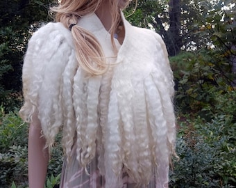 Extra long luxurious scarf collar Hand made felted lamb wool