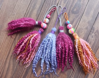 Colorful Tassels hand made artisan sheep friendly wool locks