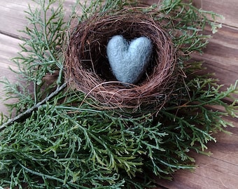 Hand made felted wool heart ice