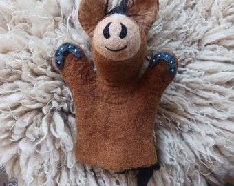 hand made felted wool horse hand puppet