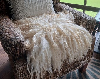 Hand made sheep friendly "sheepskin" sheep fleece, pillow, chair cover