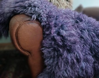 CUSTOM ORDER AVAILABLE Felted fleece Hand made natural sheepskin rug throw sheep friendly rug throw Lavendar