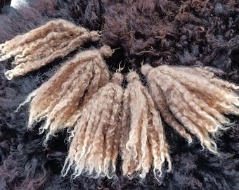 Tassel bag charm keychain hand made wool locks