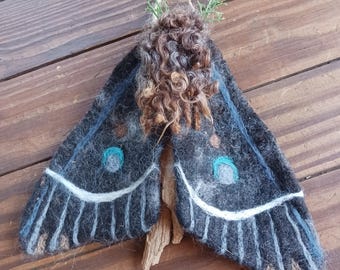 Moth felted wool wall wall hanging figurine