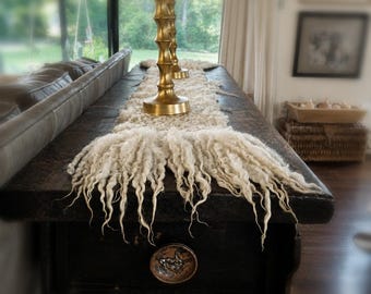 Handmade Felted Wool Table Mat | Sheep Fleece Centerpiece Accent Decor