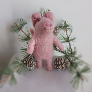 Little piglet hand made felted wool finger puppet