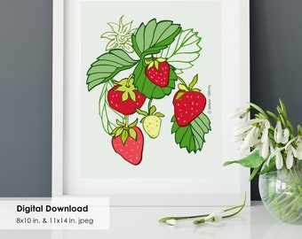 Strawberries Digital Download Art Print