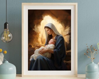 Mary and the Christ Child, Christ Art Print, Christian Art, LDS Art, Picture of Jesus, Christmas Nativity print