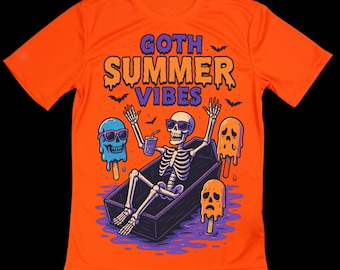 Retro Summerween Vibes Png, Neon Skelett Halloween Sommer Png, lustiges gruseliges Skelett Png, trendiger gruseliger Geist Png, digitale Datei
