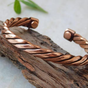 Twisted Copper Magnetic Bracelet: Adjustable Energy Cuff Bangle
