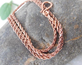 Collar con cadena de eslabones de cobre puro, acabado liso, beneficios espirituales.