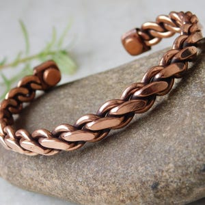 Twisted Copper Cuff Bracelet: Adjustable Pure Copper Bangle