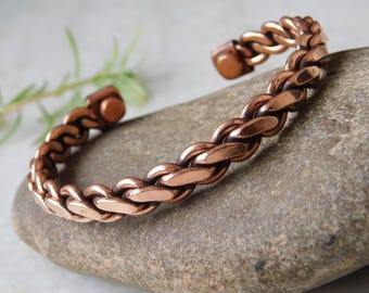 Generico Bracciale Rotondo Semplice in Rame, Regolabile