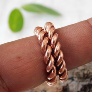 Handmade Twisted Copper Tensor Ring: Healing Energy Jewelry