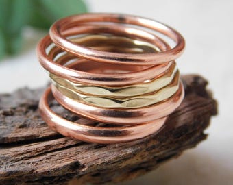 Pure Copper Stacking Rings Set: Thin Knuckle Rings, Health Benefits
