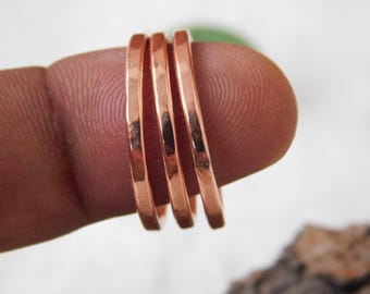 Copper Stacking Rings Set of 3: Dainty Knuckle Finger Rings