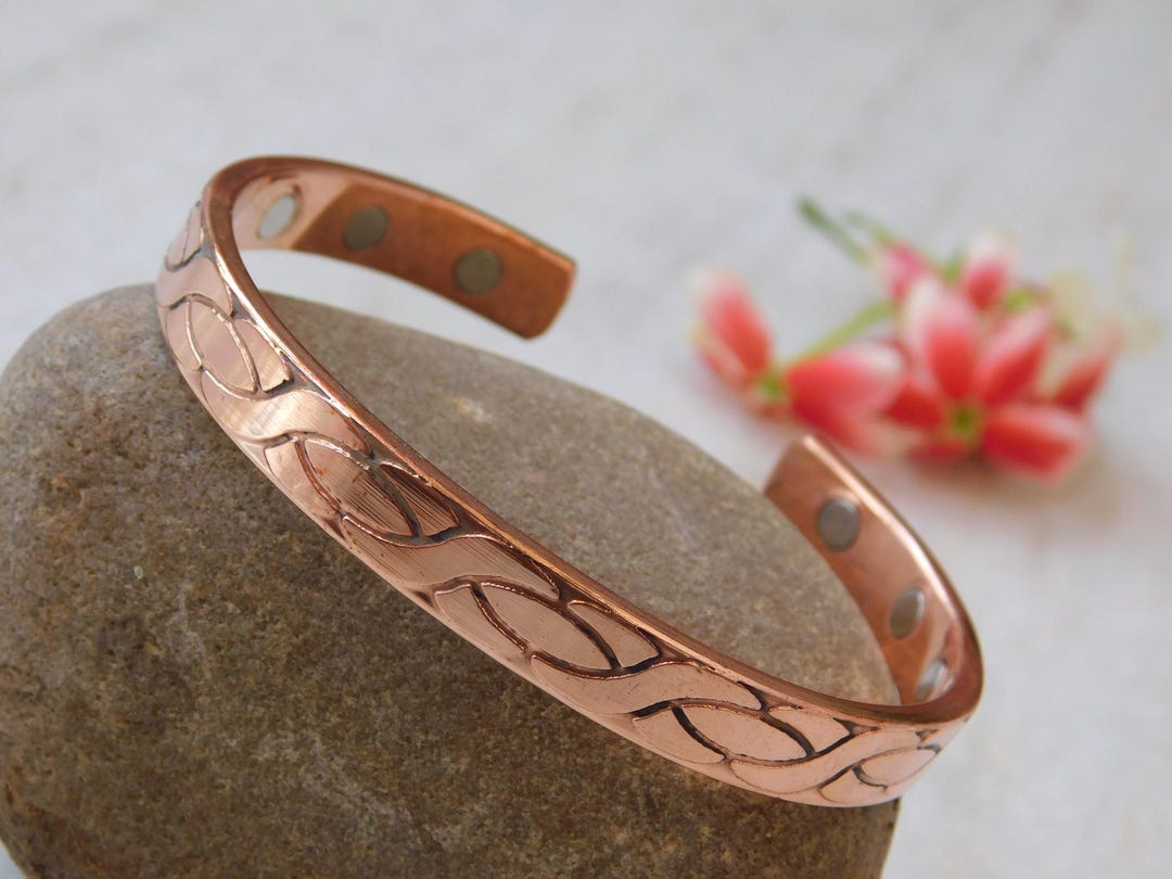 Copper Magnetic Bracelet For Men – Arthritis Pain Therapy Cuff – Brass & Copper Bangle With Adjustable Fit