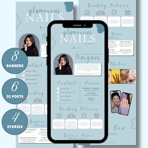 Nail Tech Acuity Scheduling Template Blue Nail Website Nail Tech Acuity Booking Site Template Nails Acuity Canva DIY Nail Salon Schedule