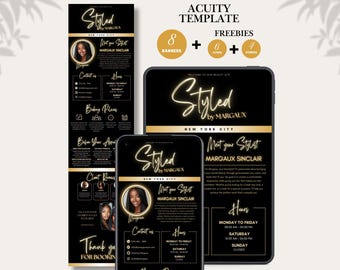 Hair Stylist Acuity Scheduling Template Gold Hair Salon Booking Website Canva Template Appointments Hairdresser Schedule Template Design DIY