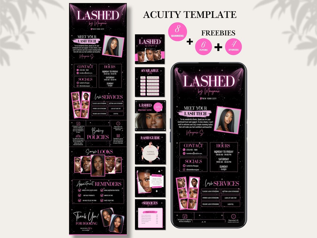 Lash Acuity Scheduling Template Editable Canva Luxury Lash Tech Booking ...