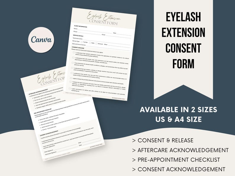 Editable Canva Lash Extension Form Bundle Eyelash Extension Paper Lash ...