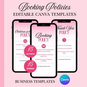 Booking Policies Template Pink Canva Booking Policy Instagram Story Hair Booking Policy Nail Tech Posts Lash Tech Cancellation Policy Posts