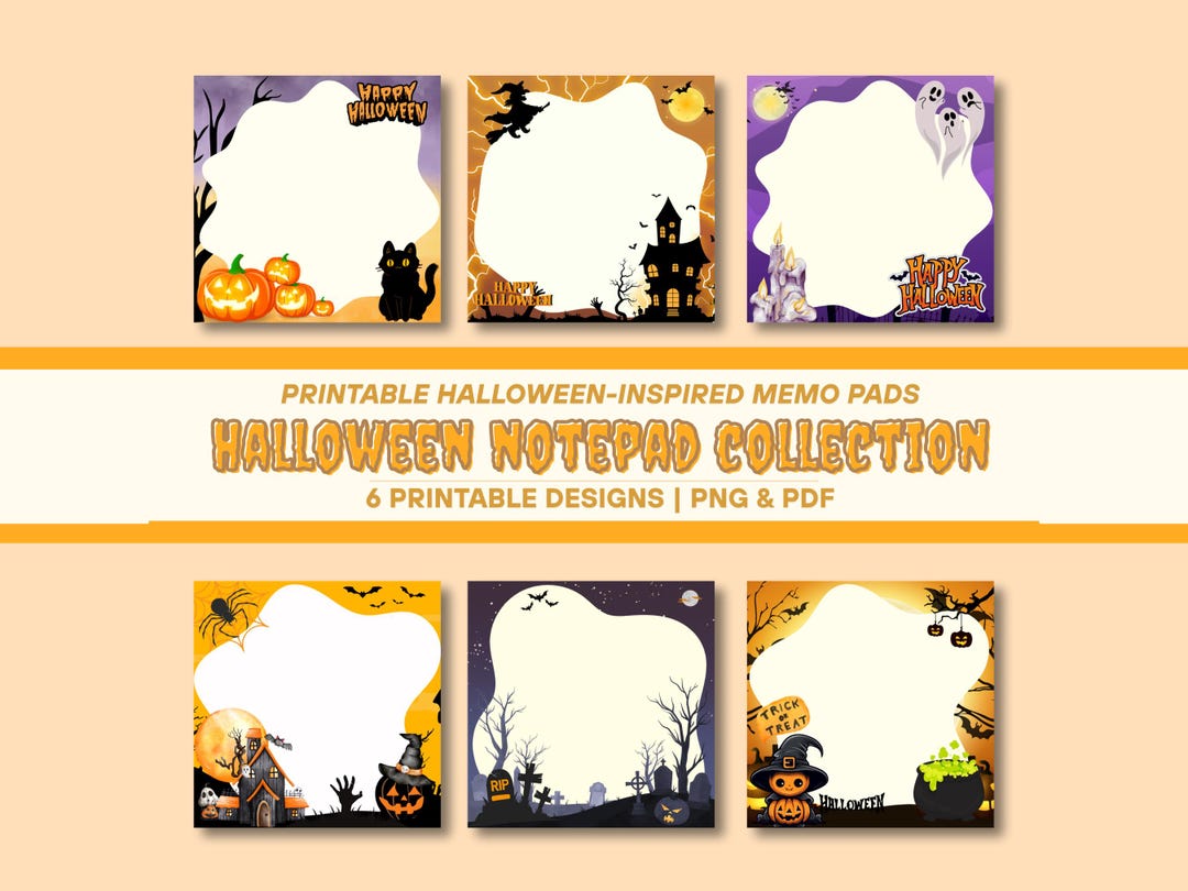Printable Square Spooky Halloween Notepad and Memo Pad Digital Design ...