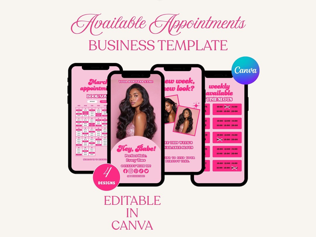 Avaiable All Week Week Month Schedule Availability Template Weekly Availability Salon ...