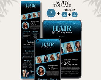 Hair Acuity Scheduling Template Blue Hairstylist Acuity Website Canva Template Acuity DIY Hair Stylist Booking Site Hair Website Template