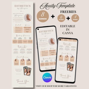 Esthetician Acuity Scheduling Template Esthetician Website Luxury Booking Site Editable Canva Template DIY Aesthetic Brown Booking Schedule