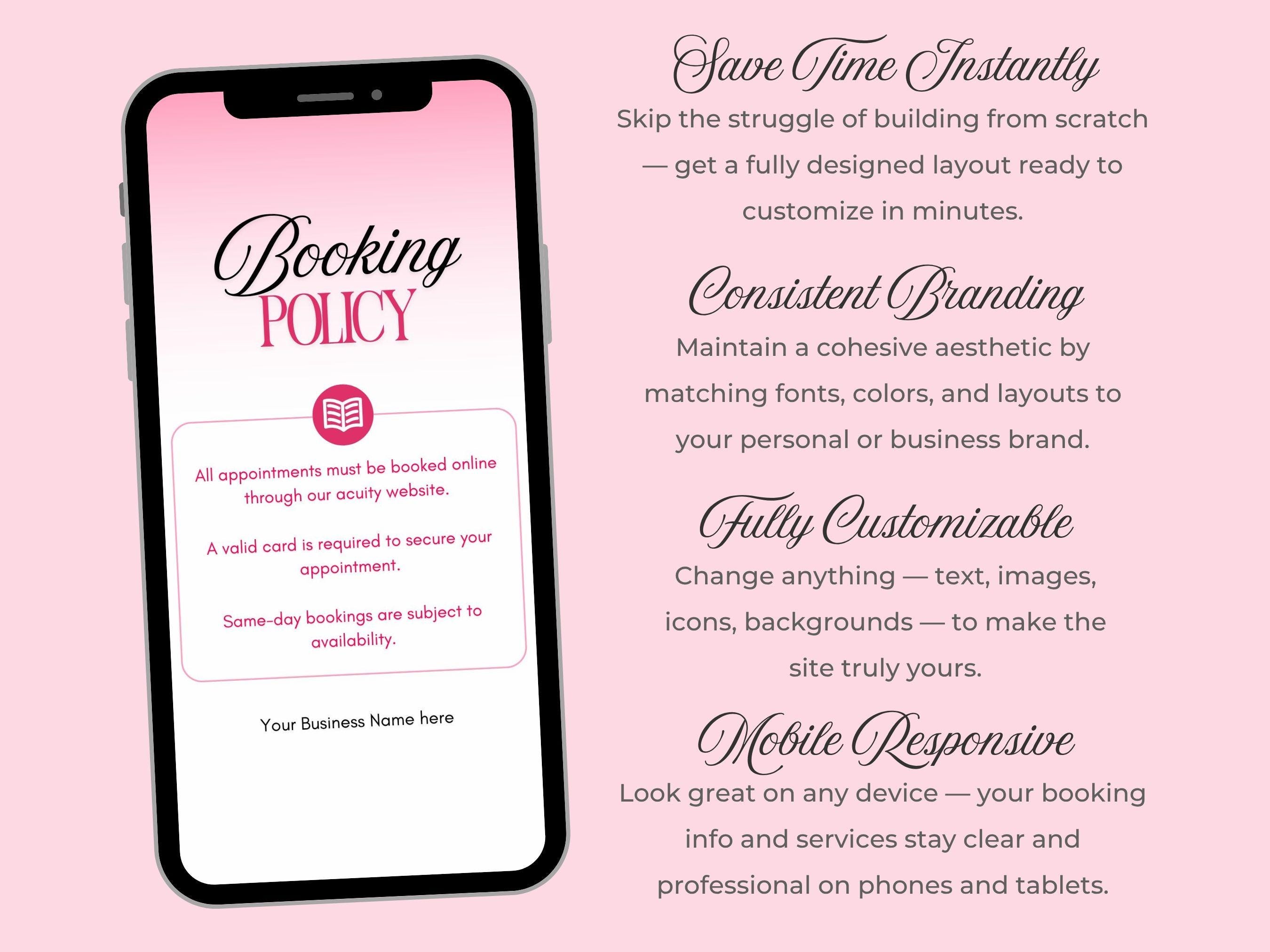 Booking Policies Template Pink Canva Booking Policy Instagram Story ...