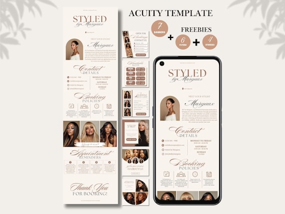 Acuity Scheduling Template Hair Minimalist Website Hairstylist Booking Site Hair Stylist Templates Canva Aesthetic Brown Acuity Template DIY