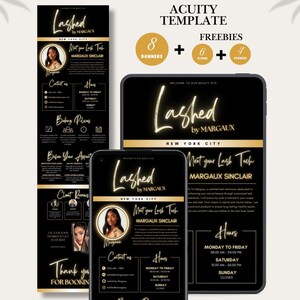 Black Gold Lash Tech Acuity Template Scheduling Booking Site Canva Lash Tech Templates Website Editable Booking Site Canva Website DIY Lash