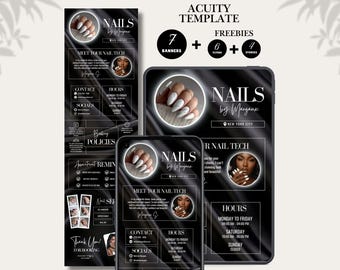Acuity-sjabloon voor nagelstylisten, Acuity-nagelboekingssite, Acuity-nagelwebsite, Acuity-sjabloonsite, bewerkbare Acuity-nagelwebsite op Canva.