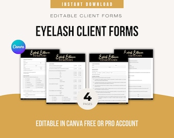 Eyelash Forms Editable Lash Client Forms Canva Lash Extension Consent Templates Lash Tech Consultation Forms Eyelash Intake and Consent Form
