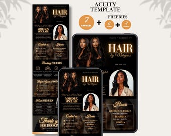 Hair Acuity Scheduling Template Schwarz Gold Hairstylist Acuity Website Template Haar Stundenplan Acuity DIY HairstylistBooking Seite Hair Acuity