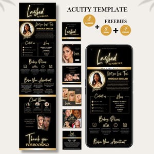 Black Gold Lash Tech Acuity Template Scheduling Booking Site Canva Lash Tech Templates Website Editable Booking Site Canva Website DIY Lash