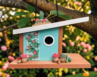 Unique Mid Century Birdhouse – Modern Garden Decor Gift for Backyard, Mother's Day Gift