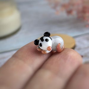 Miniature opossum figurine for dollhouse decor Tiny glass animals