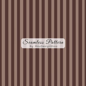 May include: A seamless pattern featuring vertical stripes in shades of brown and tan. The text "Seamless Pattern By MouDesignShop" is displayed on a white rectangular banner.