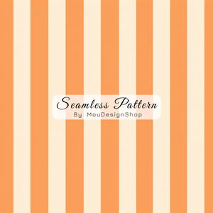 Orange Cream Stripe Seamless Repeat Pattern Vertical Digital Download