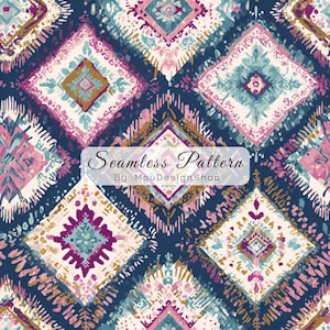 Colorful Watercolor Abstract Patchwork Geometric Repeat pattern for Fabric Scrapbooks Digital Paper