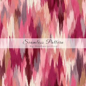 May include: A seamless pattern featuring vertical, brush-like strokes in shades of magenta, light pink, cream, and muted brown. A semi-transparent white horizontal band across the center displays the text Seamless Pattern By MouDesignShop.