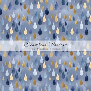Raindrops Scattered Shower Tear Drizzle Seamless Pattern