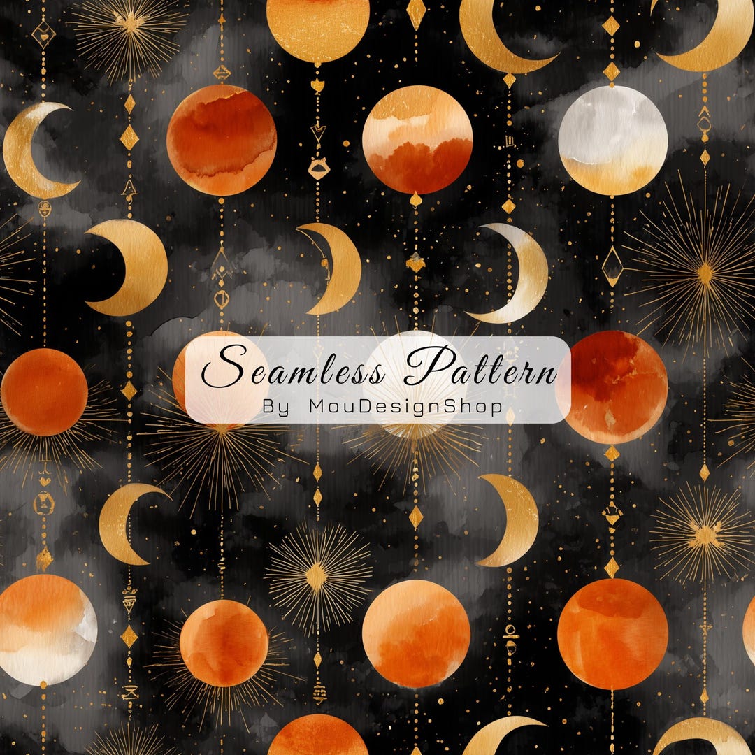 Celestial Moon Stars Night Sky Seamless Repeat Pattern - Etsy