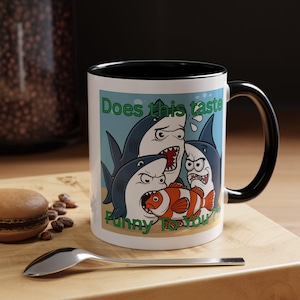 Funny Shark Mug: Cartoon Clown Fish Coffee Cup, Novelty Gift