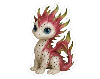 Dragonfruit Dragon Sticker, Porcelain Dragon Fruit Kiss-Cut Stickers, Blue Eyes Decor, Laptop Decal, Craft Supplies