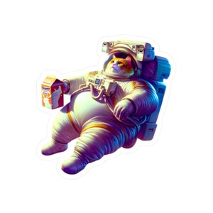 Astronaut Cat Kiss-Cut Stickers | Fun Decor, Laptop, Water Bottle, Gift for Cat Lovers, Kids, Space Theme